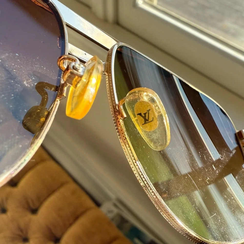 Louis Vuitton Vintage Aviator sunglasses London two tone yellow great condition - Picture 4 of 11